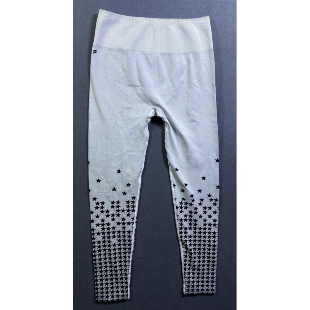 Fabletics High-Waisted Seamless Star Legging - Size Large Ice Grey/Black Stars